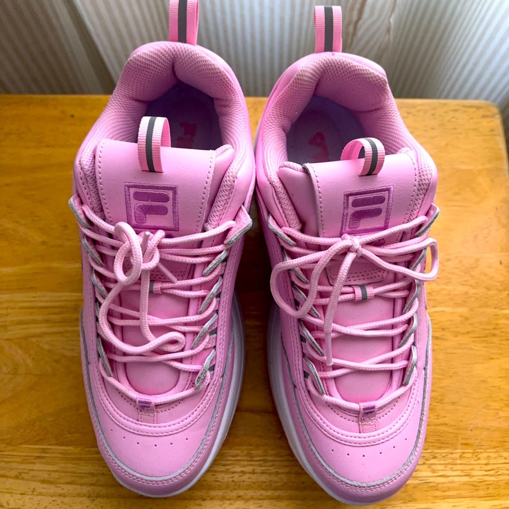 FILA DISRUPTOR II. Pink white wedge. Never worn outside.